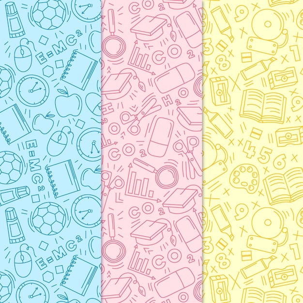 Free vector back to school pattern hand-drawn theme