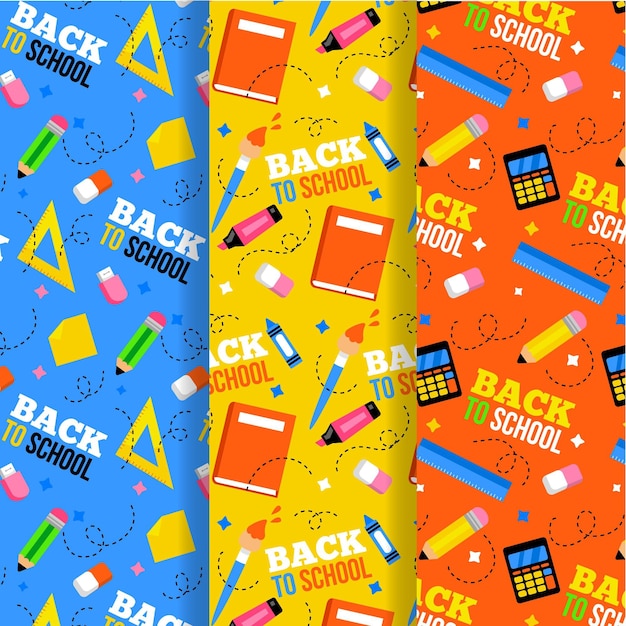 Free vector back to school pattern set theme