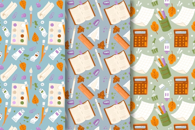 Free vector back to school pattern set