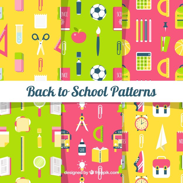 back to school patterns collection with elements