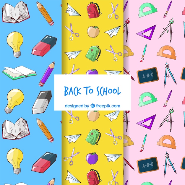 Back to school patterns collection with elements