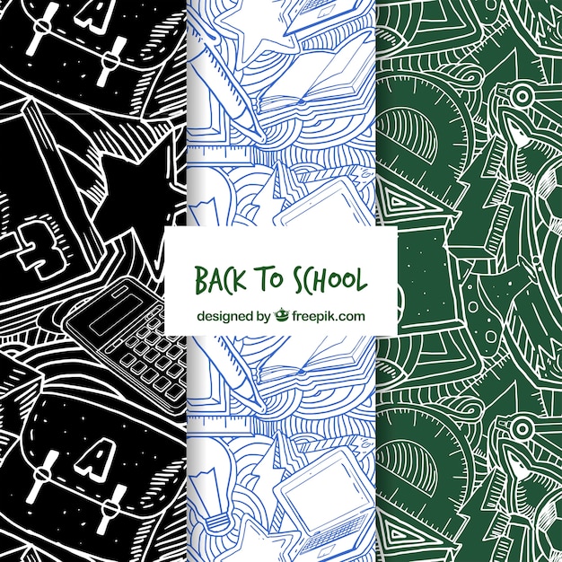 Back to school patterns collection with elements