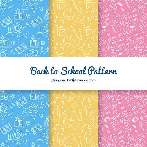 Back to school patterns collection with elements