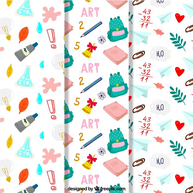 Back to school patterns collection with elements