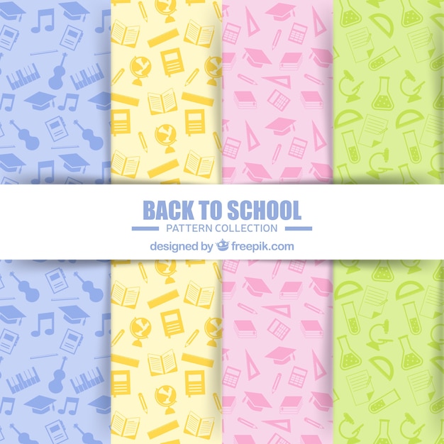 Free vector back to school patterns collection with elements