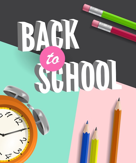 Back to school poster with alarm clock