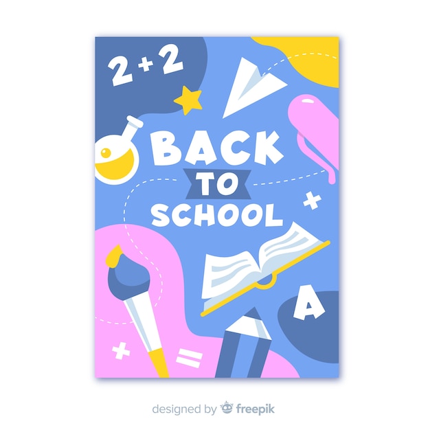 Free vector back to school poster with themed elements