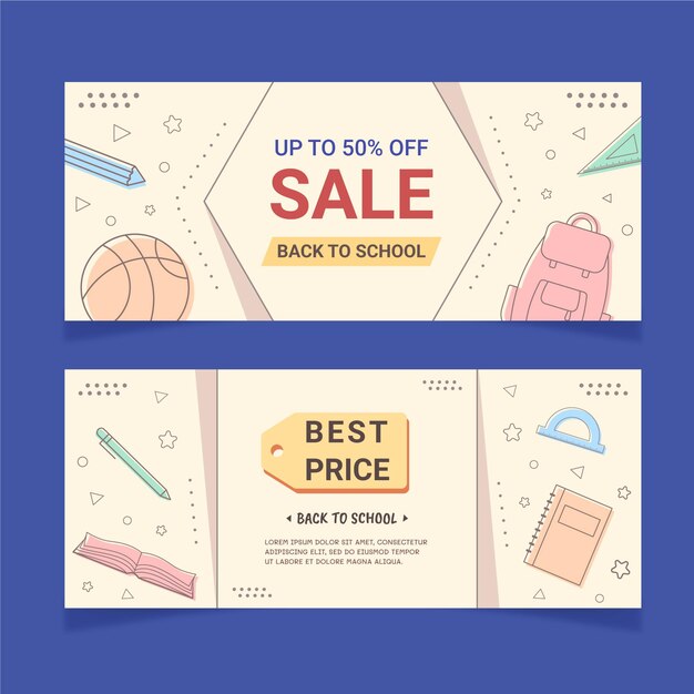 Back to school sale banners set