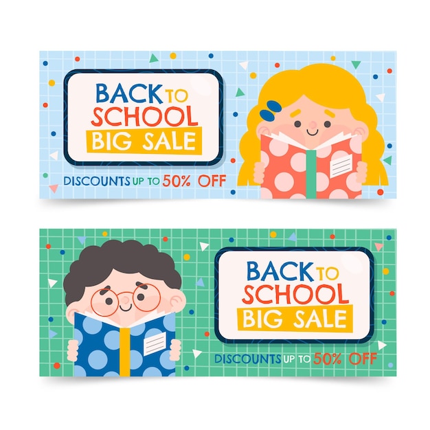 Free vector back to school sale banners with photo