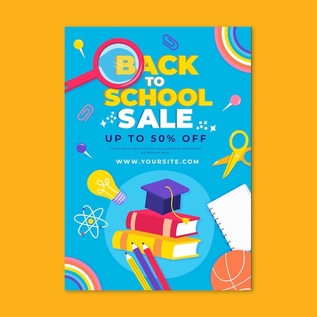 Back to school sale vertical poster template