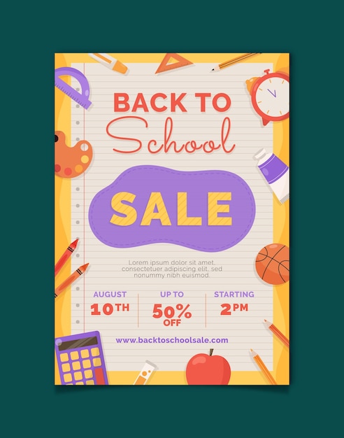 back to school sale vertical poster template