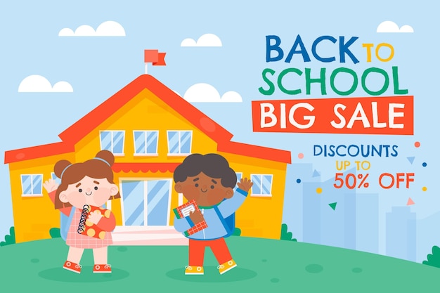 Back to School Sales Background Free Vector Download