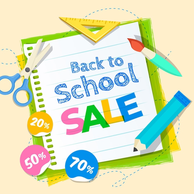 Back to school sales square banner