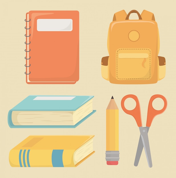 Free vector back to school set supplies