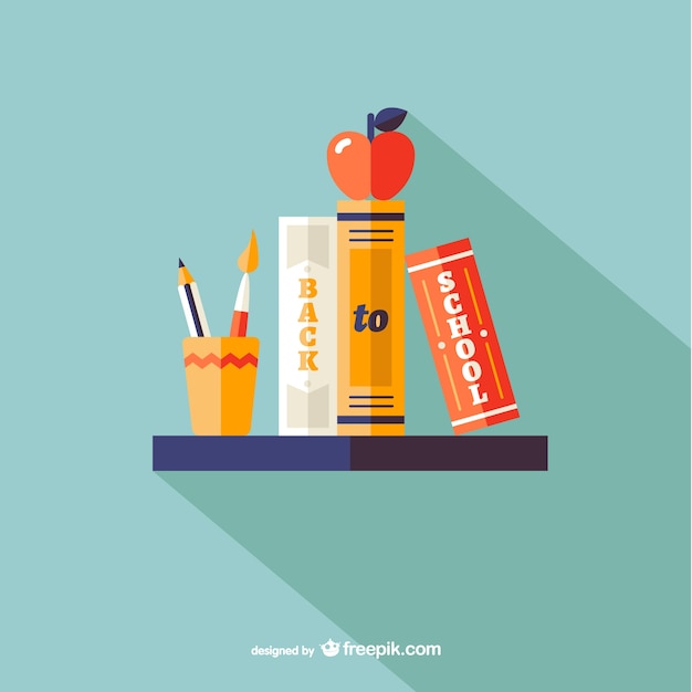 Free vector back to school shelf with books