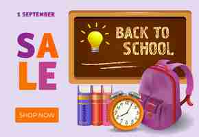 Free vector back to school, shop now sale leaflet design with books