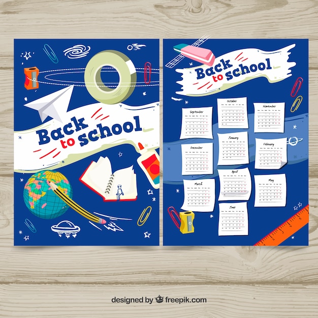 Free vector back to school space calendar