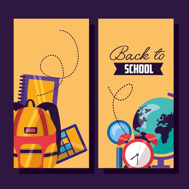 Back to school supplies banner set