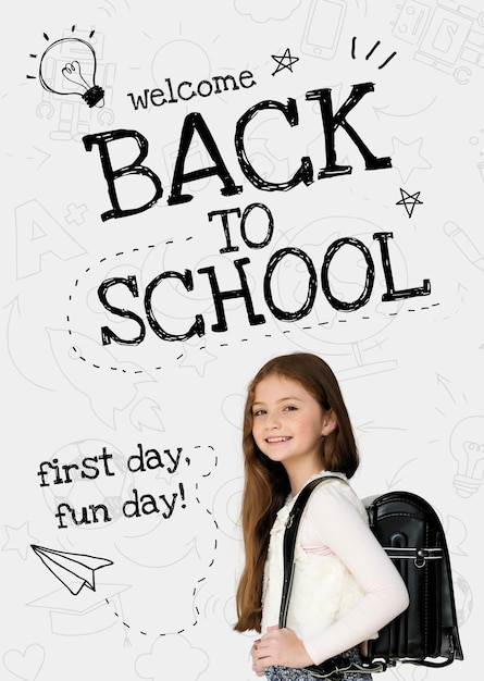 Free vector back to school template vector with cute student