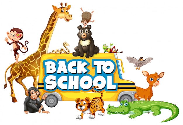 Free vector back to school template with animals