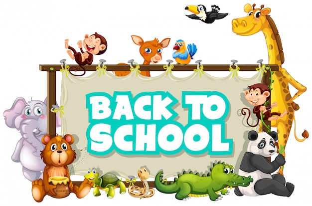 Free vector back to school template with animals