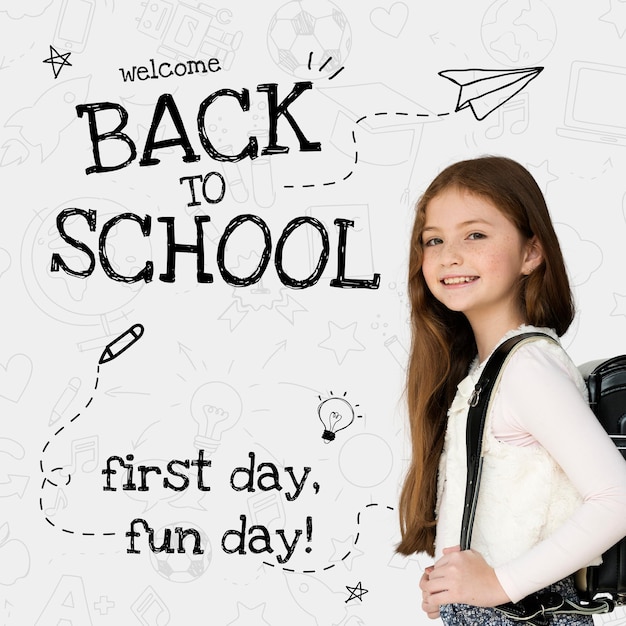 Back to school template with cute student