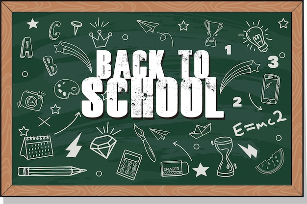 Back to school text drawing by  chalk in  blackboard