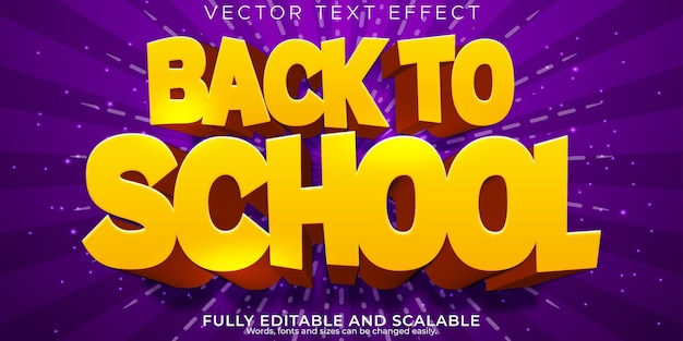 Free vector back to school text effect editable cartoon and comic text style