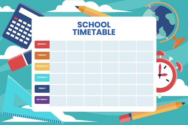 Back to school timetable concept