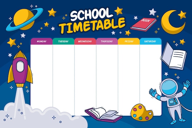 Free vector back to school timetable concept