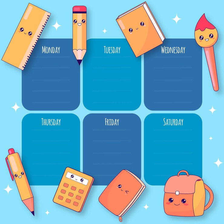 मुफ़्त वेक्टर back to school timetable in flat design