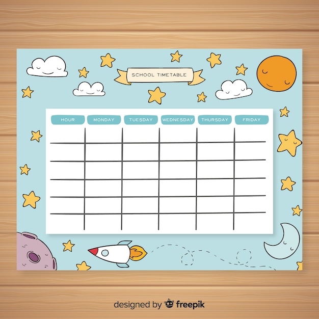 Free vector back to school timetable template