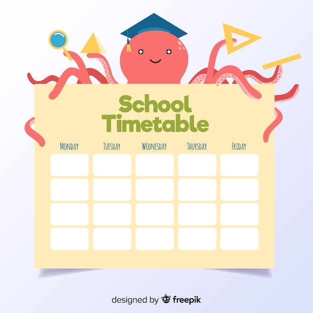 Back to school timetable template