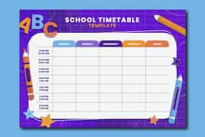 Free vector back to school timetable template