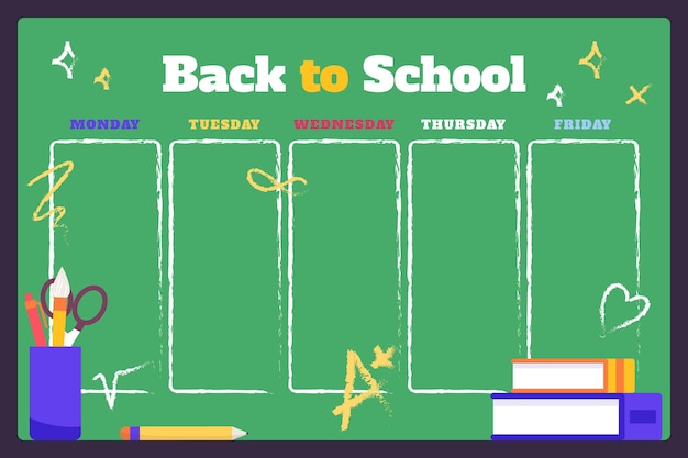 Back to school timetable template