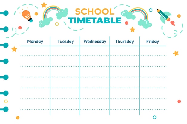 Back to school timetable template