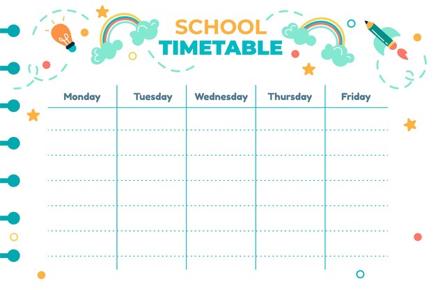 Back to school timetable template