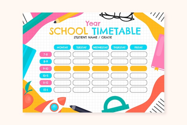 Back to school timetable template