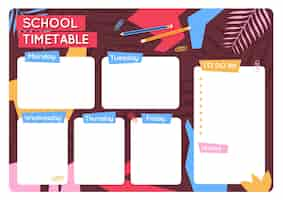 Free vector back to school timetable template