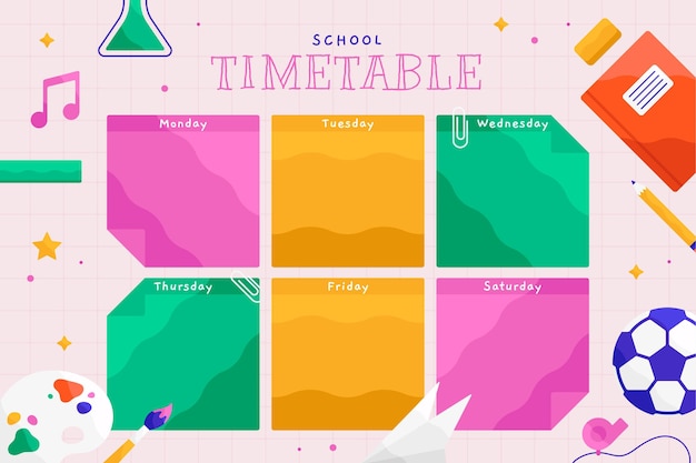 Back to school timetable template