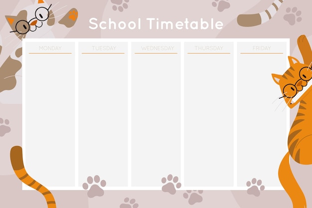 Back to school timetable template