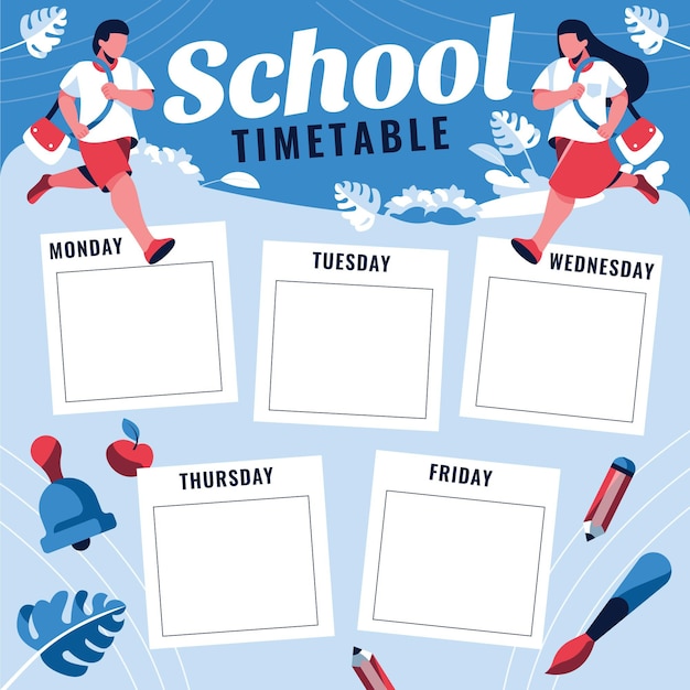 Free vector back to school timetable template