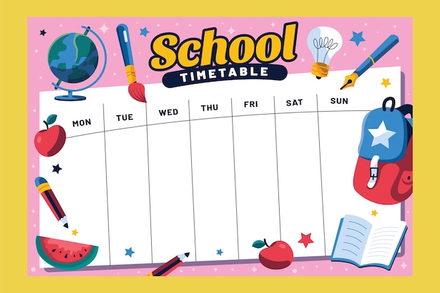 Back to school timetable template