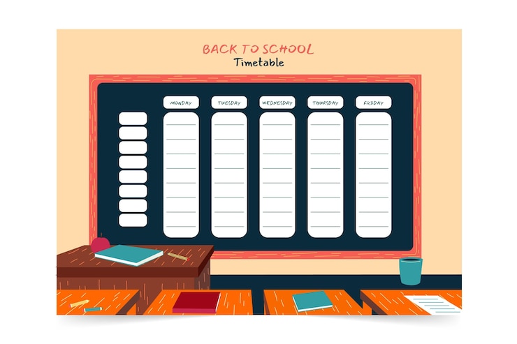 Free Vector back to school timetable template