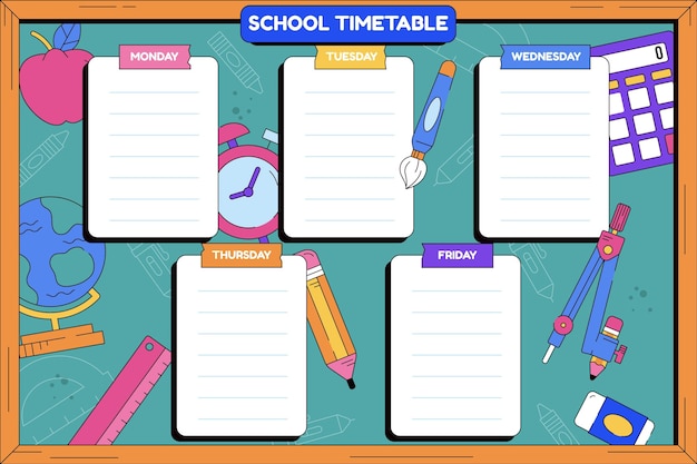 Back to school timetable template