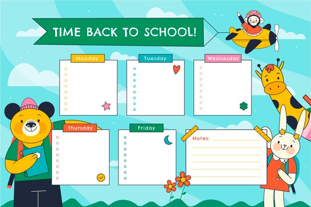 Back to school timetable template