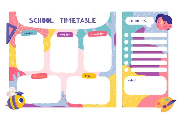 Back to school timetable template