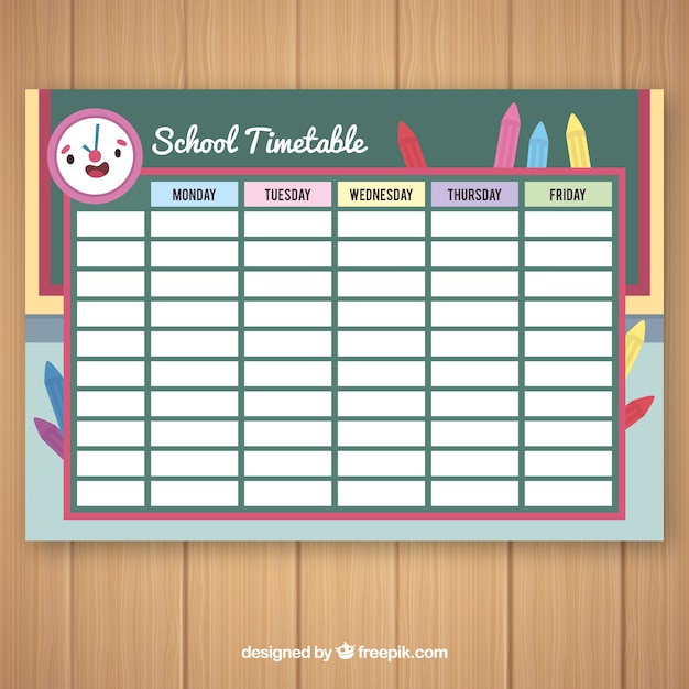 Back to school timetable