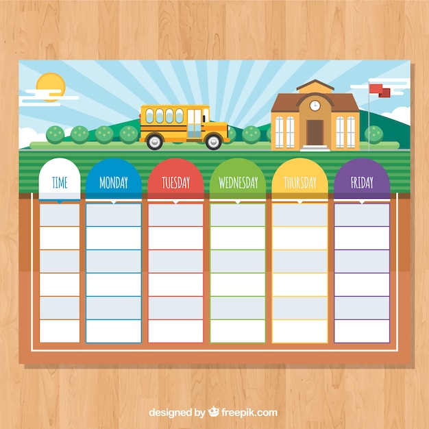 Free vector back to school timetable