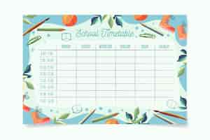 Free vector back to school  timetable